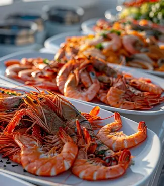Fresh seafood served on board
