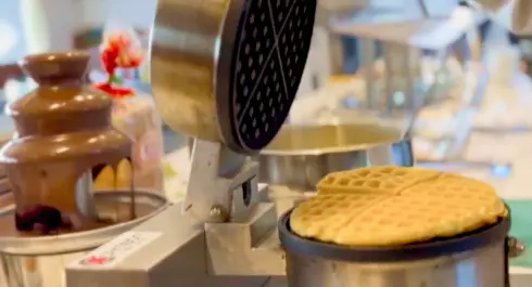 Waffles being prepared on board